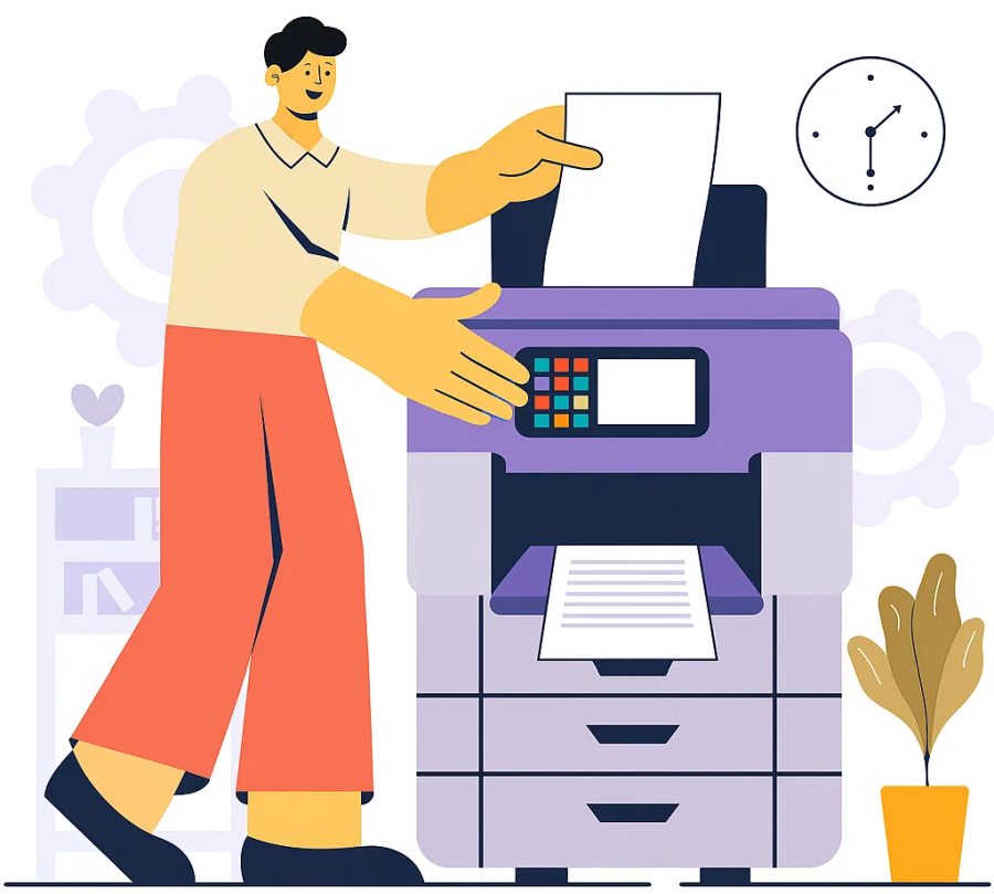 man printing